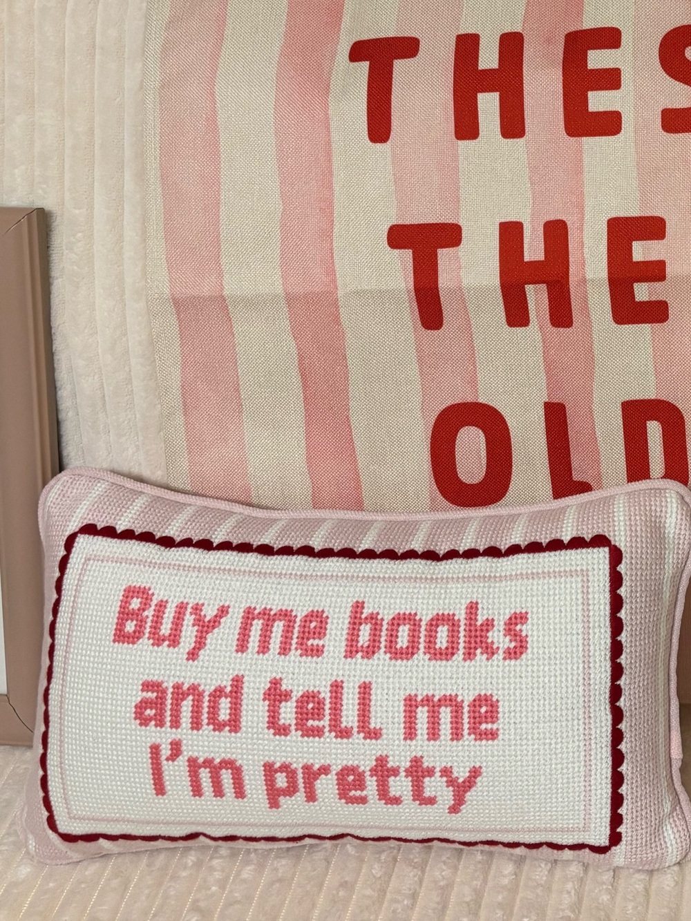 Buy Me Books Decorative Accent Pillow - Pink and Red